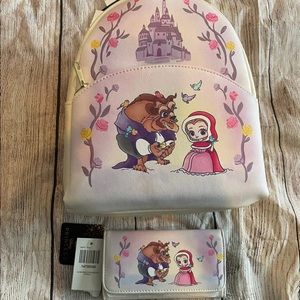 NWT Beauty and the Beast mini backpack & wallet